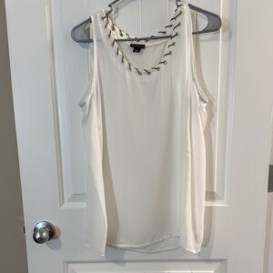 New Directions White Tank Top with Gold Accents